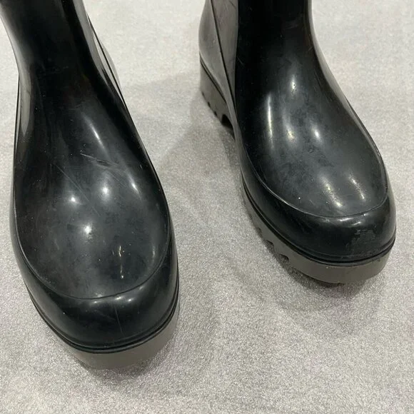 [37/7]See By Chloe white Lace Up Black Rain Boots - Picture 2 of 9